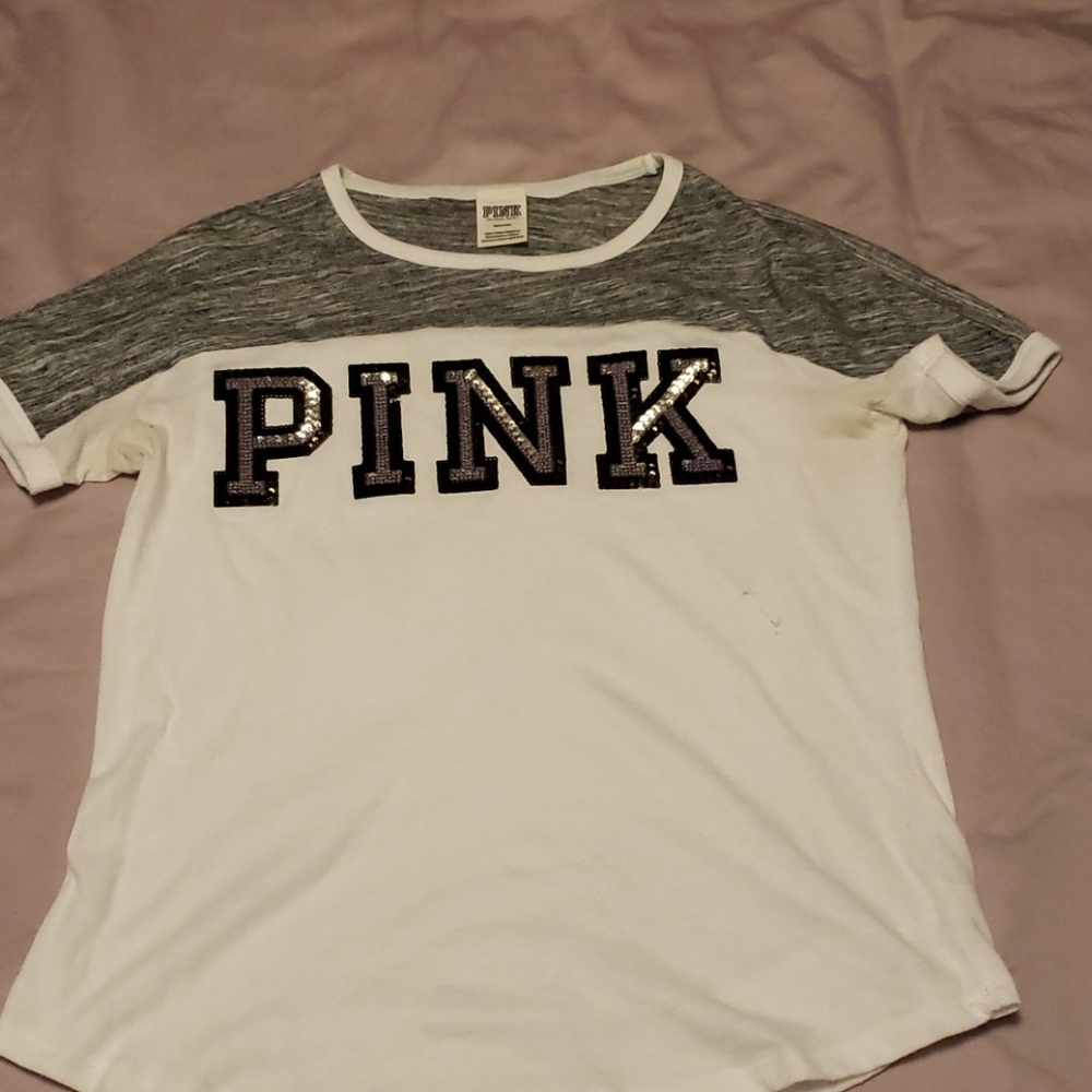 PINK silver and black sequence shirt